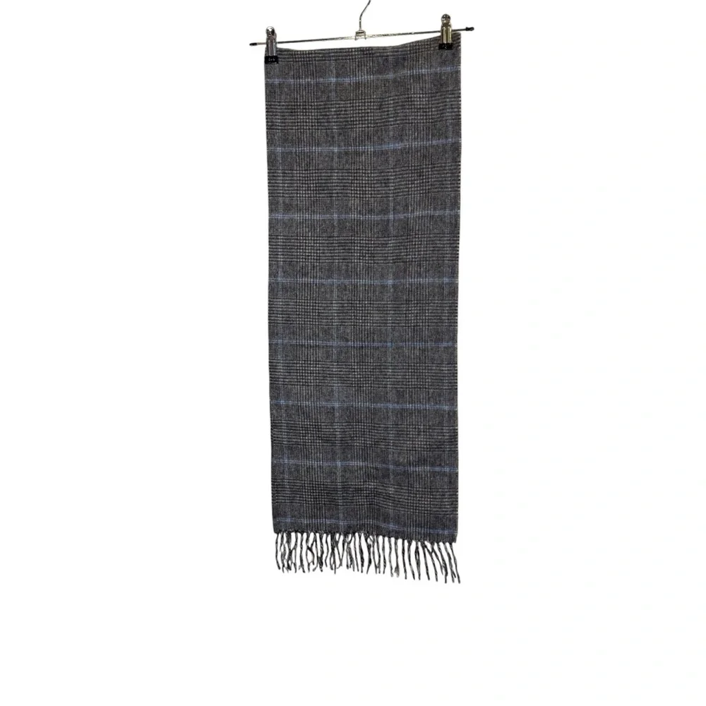 Gray Lambswool and Cashmere Checkered Scarf by The Field Scotland
